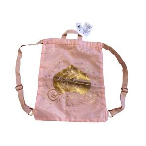 NWT Disney Bibbidi Bobbidi Boutique Pink Drawstring Bag Princess Gold Foil